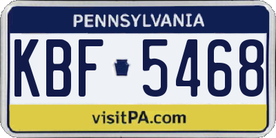 PA license plate KBF5468