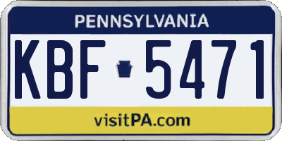 PA license plate KBF5471