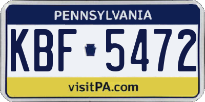 PA license plate KBF5472