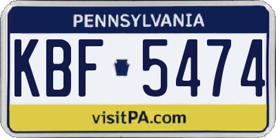 PA license plate KBF5474