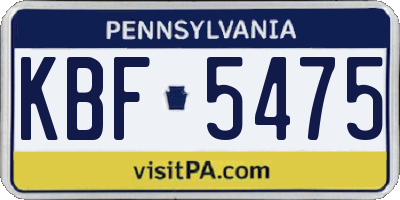 PA license plate KBF5475