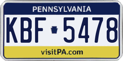 PA license plate KBF5478