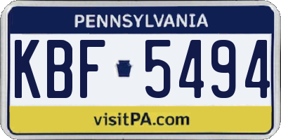 PA license plate KBF5494