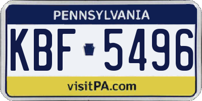 PA license plate KBF5496