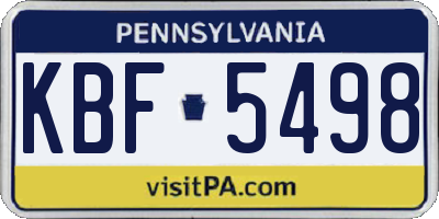PA license plate KBF5498