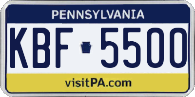 PA license plate KBF5500