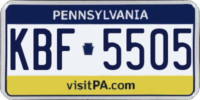 PA license plate KBF5505