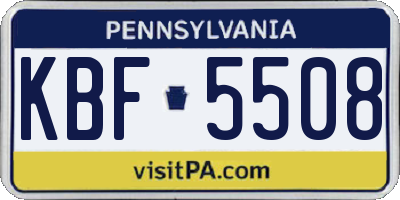 PA license plate KBF5508