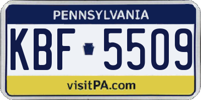 PA license plate KBF5509