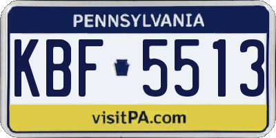 PA license plate KBF5513