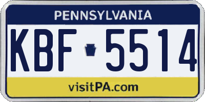 PA license plate KBF5514