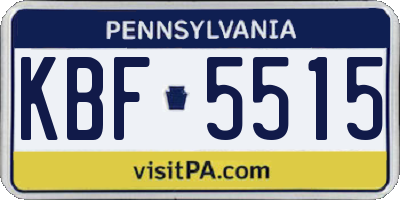 PA license plate KBF5515