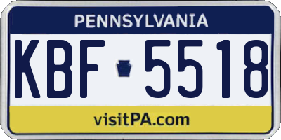 PA license plate KBF5518