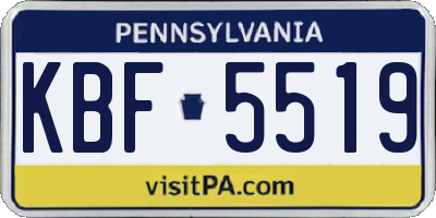 PA license plate KBF5519