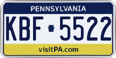 PA license plate KBF5522