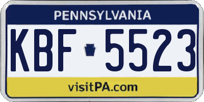 PA license plate KBF5523