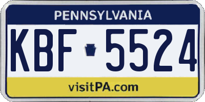 PA license plate KBF5524