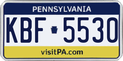PA license plate KBF5530