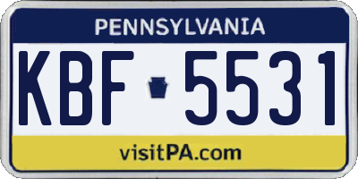 PA license plate KBF5531