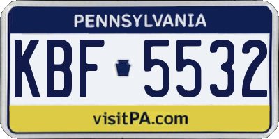 PA license plate KBF5532