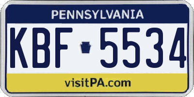 PA license plate KBF5534