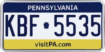 PA license plate KBF5535