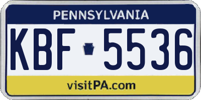 PA license plate KBF5536