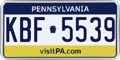 PA license plate KBF5539