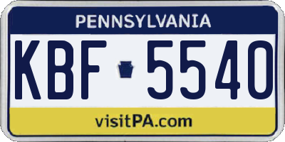PA license plate KBF5540