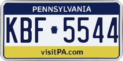 PA license plate KBF5544