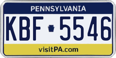 PA license plate KBF5546