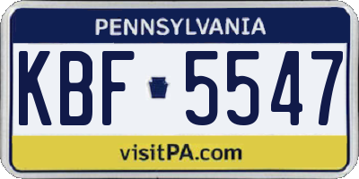 PA license plate KBF5547