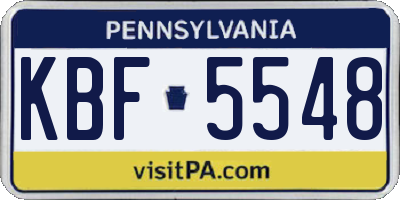 PA license plate KBF5548
