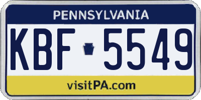 PA license plate KBF5549