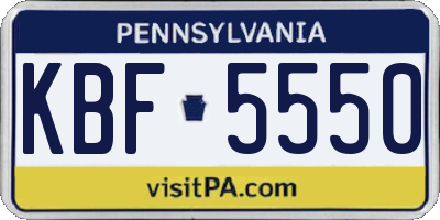 PA license plate KBF5550