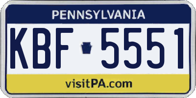 PA license plate KBF5551