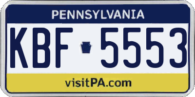 PA license plate KBF5553