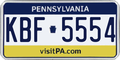PA license plate KBF5554
