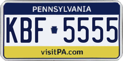 PA license plate KBF5555