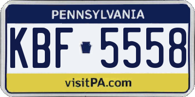 PA license plate KBF5558