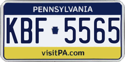 PA license plate KBF5565