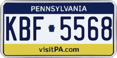 PA license plate KBF5568