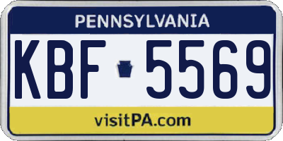 PA license plate KBF5569