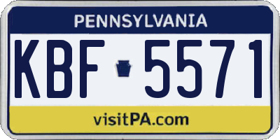 PA license plate KBF5571