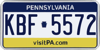 PA license plate KBF5572