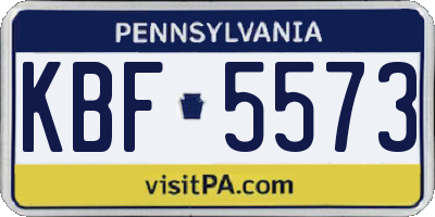 PA license plate KBF5573