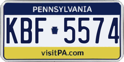 PA license plate KBF5574