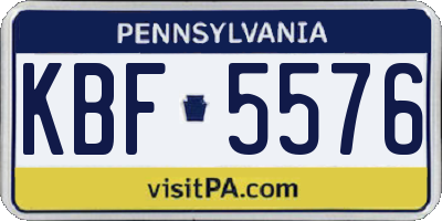 PA license plate KBF5576