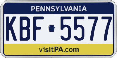 PA license plate KBF5577