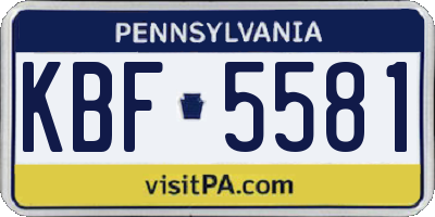 PA license plate KBF5581